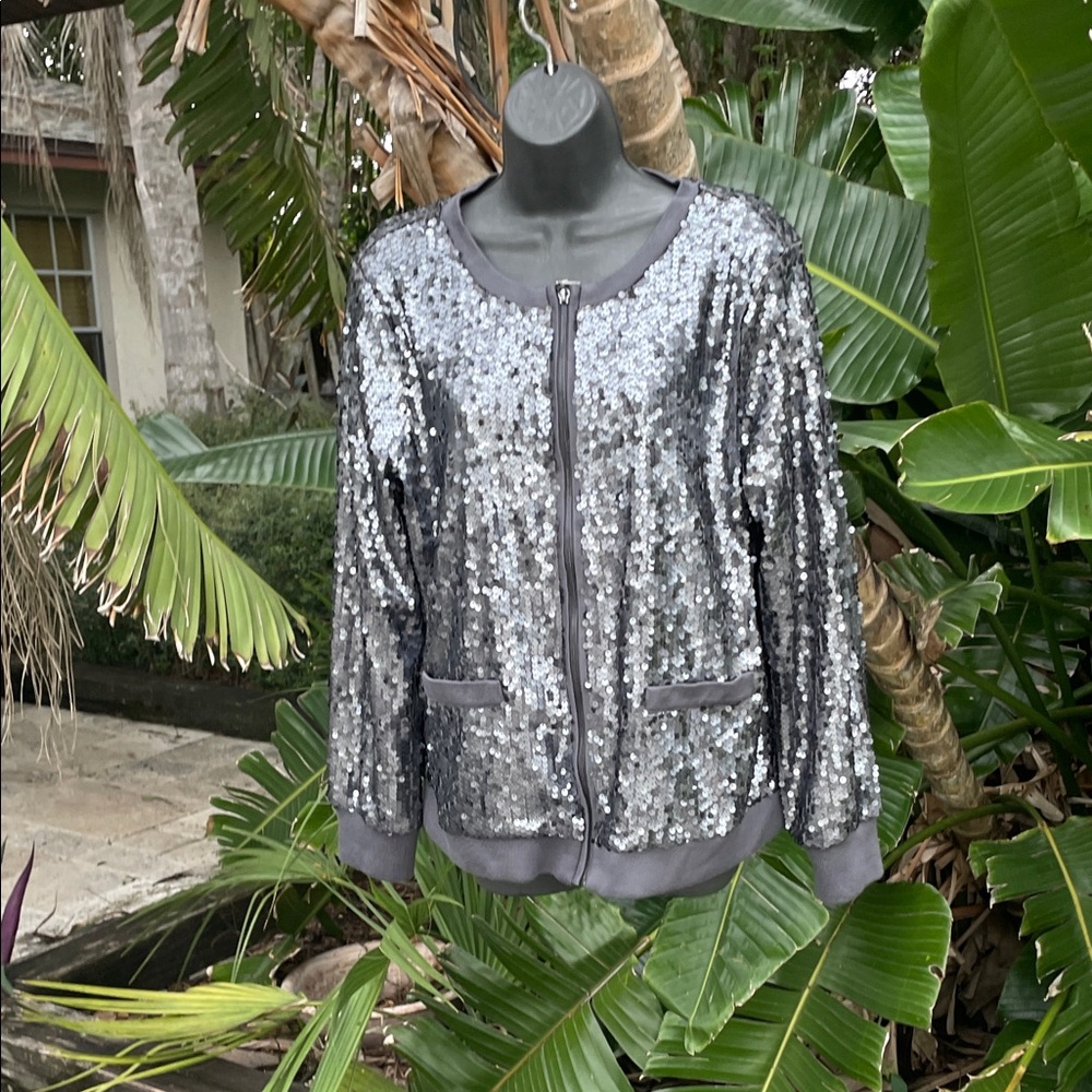 vintage Twiggy silver sequin bomber jacket